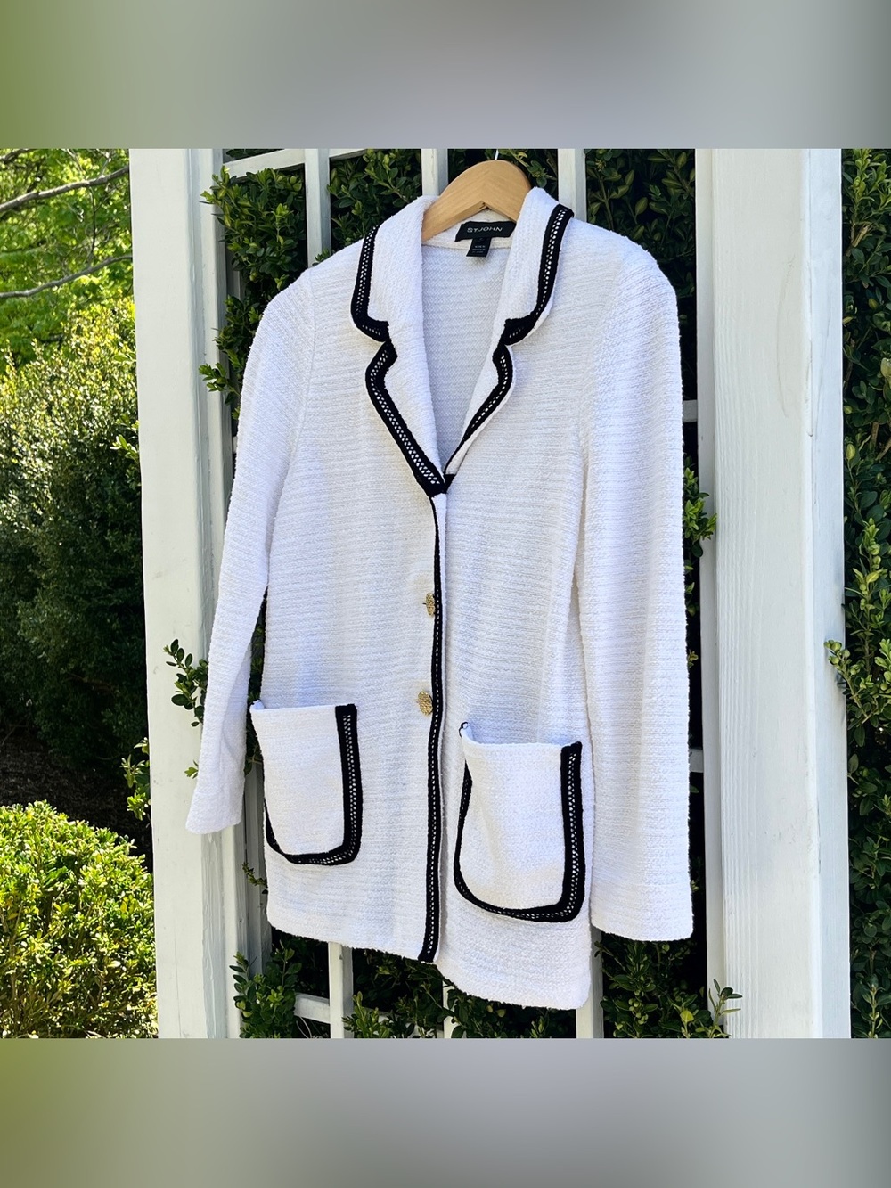 St. John Women’s Button Down Textured Knit Blazer Jacket (10)